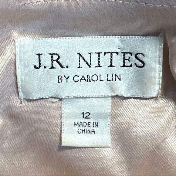 J.R. Nites by Carol Lin Y2K Embellished Top Size 12 Pink Flutter Sleeve Coquette - Picture 7 of 8